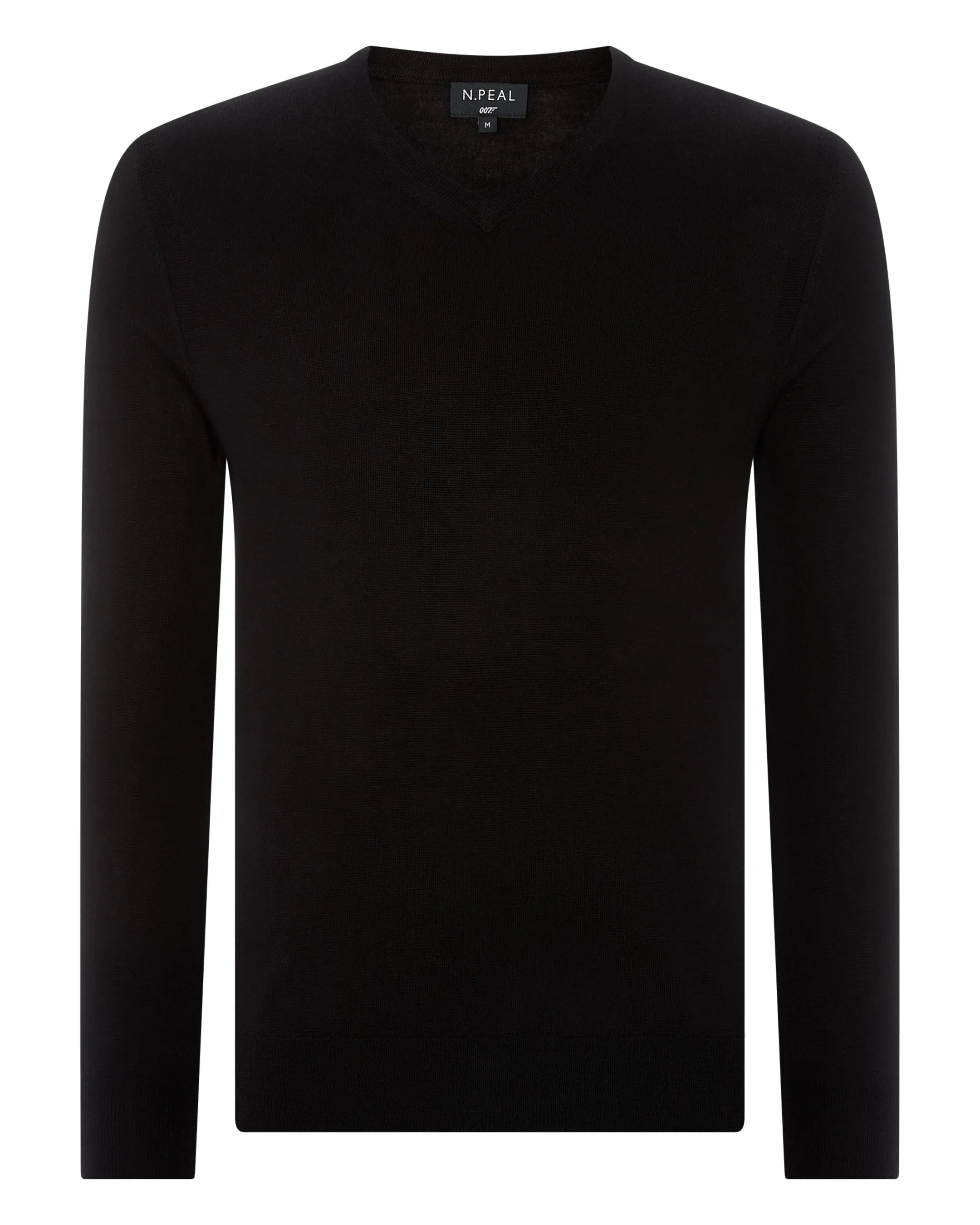 007 Fine Gauge Cashmere V Neck Sweater Black