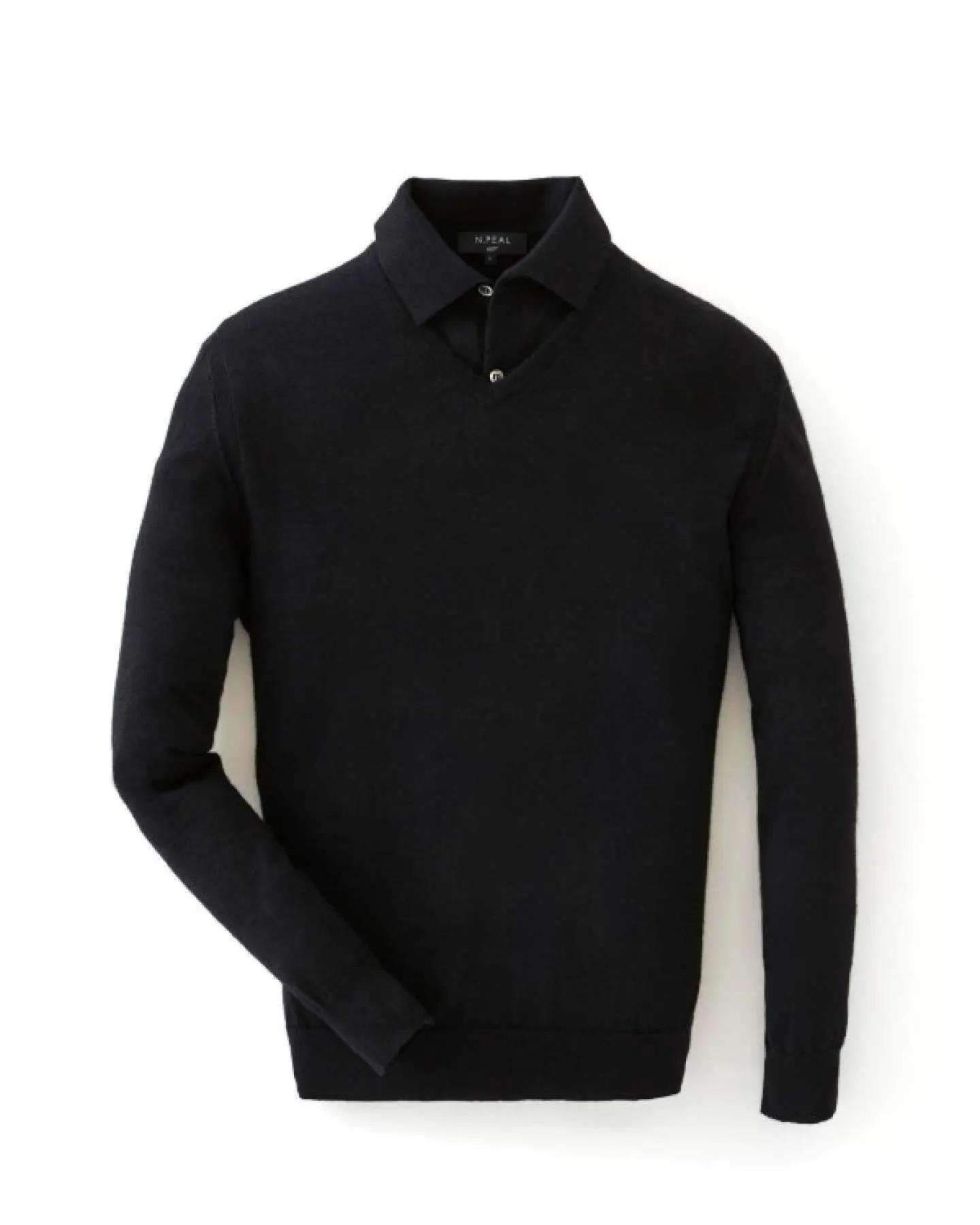 007 Fine Gauge Cashmere V Neck Sweater Black