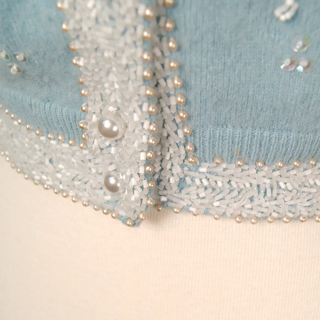 1950s Blue Beaded Cardigan