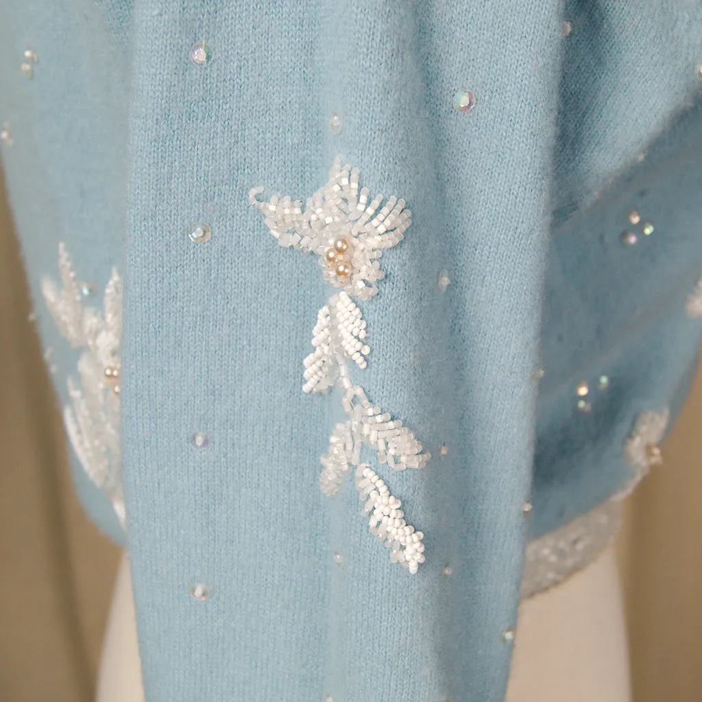 1950s Blue Beaded Cardigan