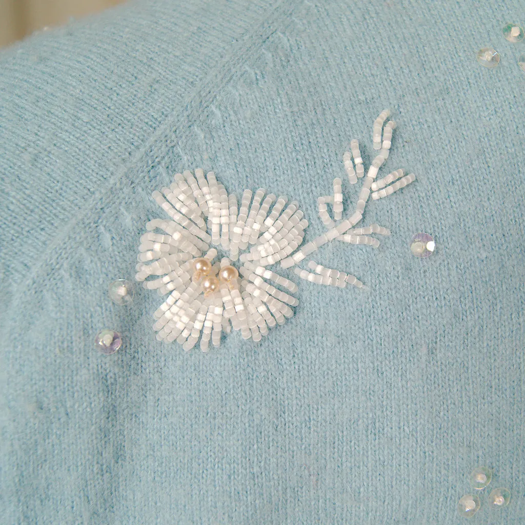 1950s Blue Beaded Cardigan