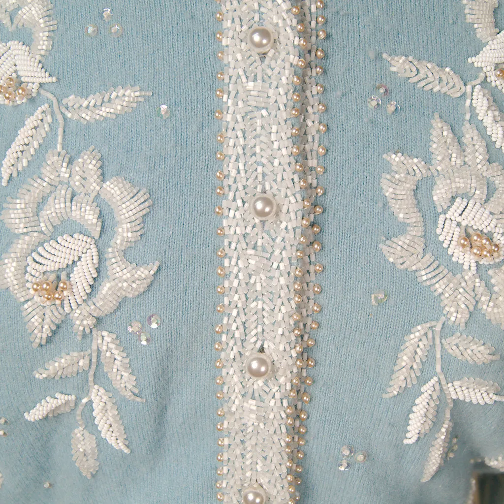 1950s Blue Beaded Cardigan