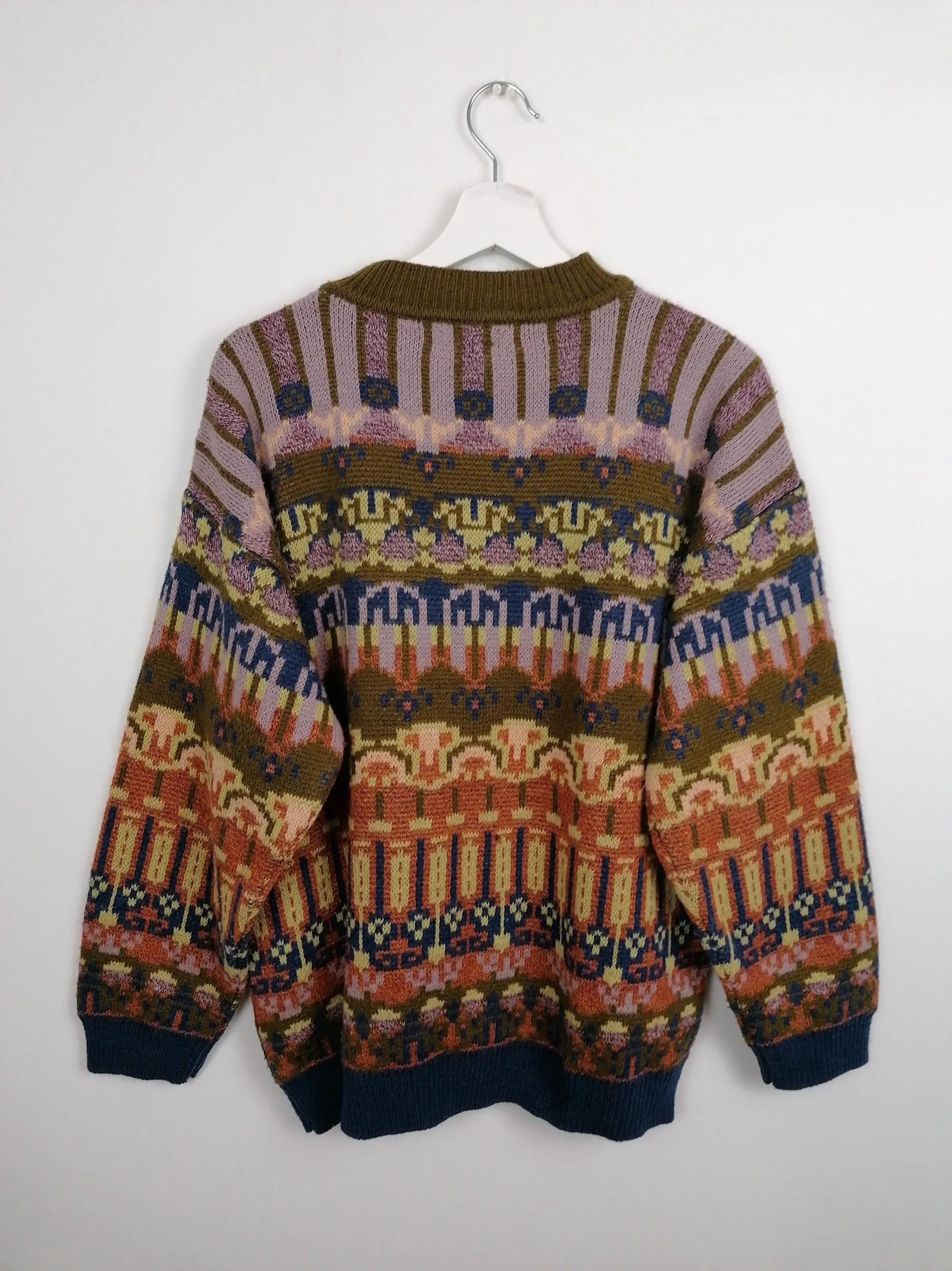 90's ANN LLEWELYN Esq. Folk Pattern Sweater - size S