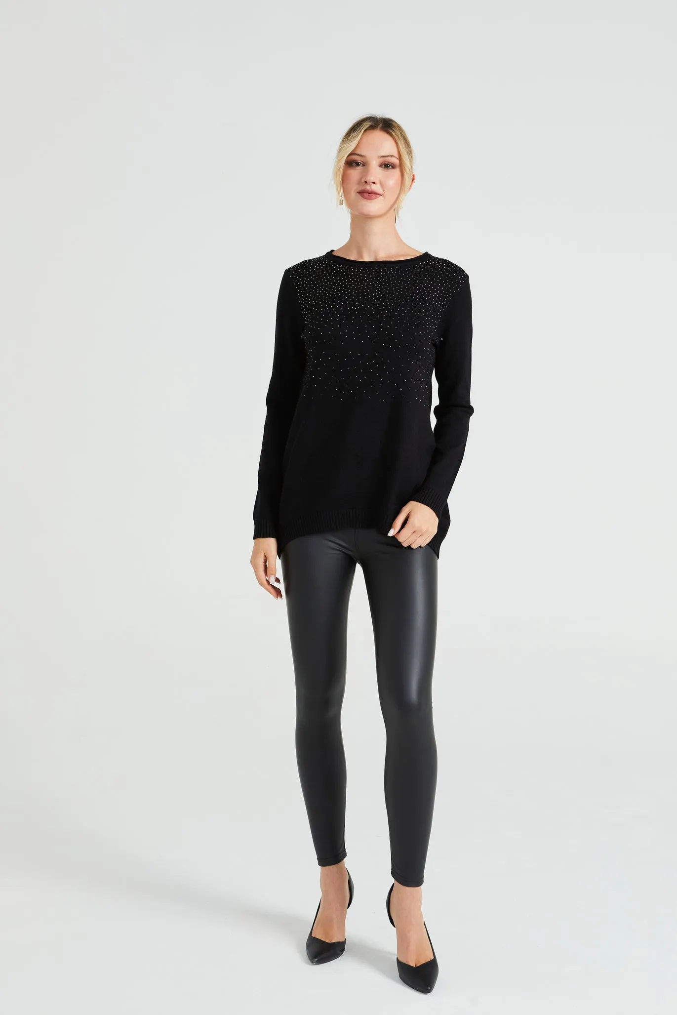 Angeleye Sequin Knit Jumper With Buttoned Back