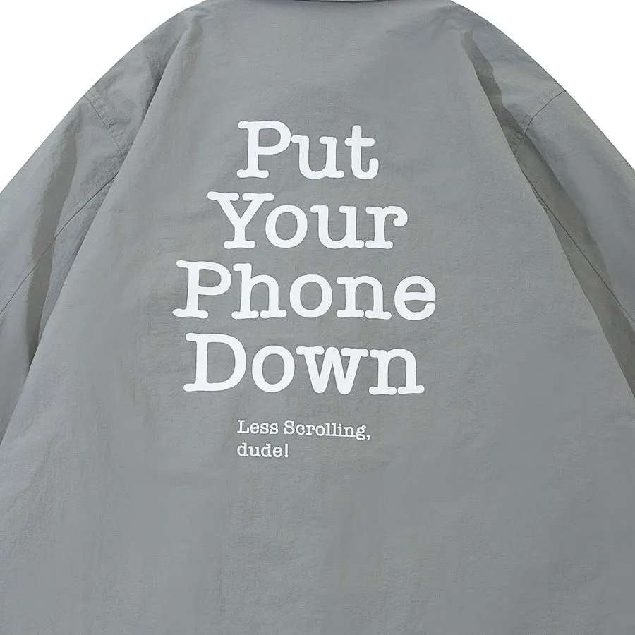 A[S]USL PHONE DOWN COACH JACKET-GREY