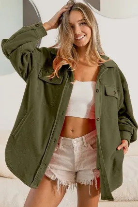 BiBi Fleece Buttoned Down Oversized Jacket