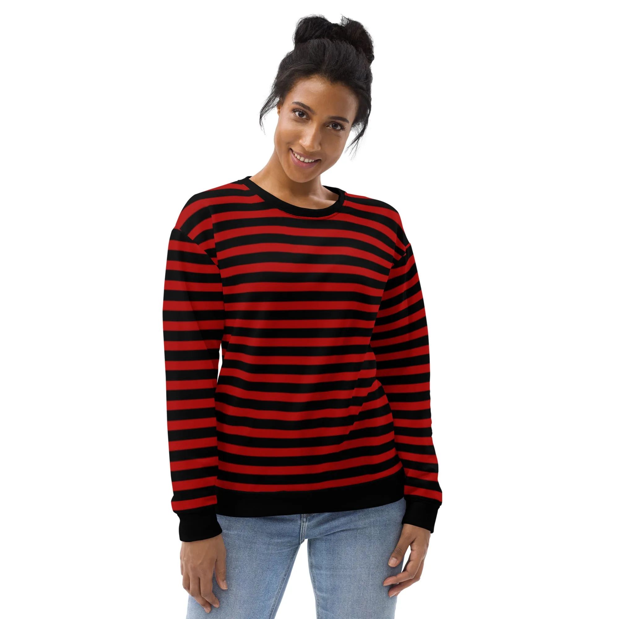 Black Red Striped Sweater / Eco Friendly / For Men And Women