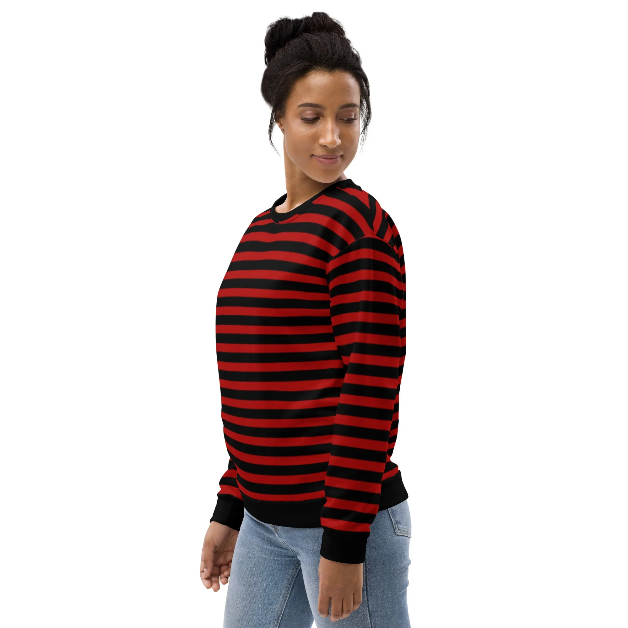 Black Red Striped Sweater / Eco Friendly / For Men And Women