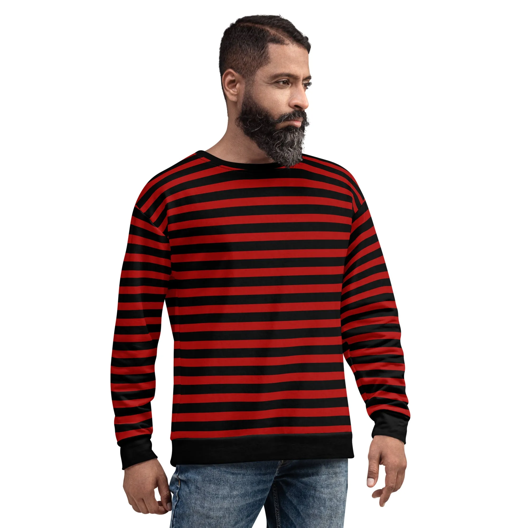 Black Red Striped Sweater / Eco Friendly / For Men And Women