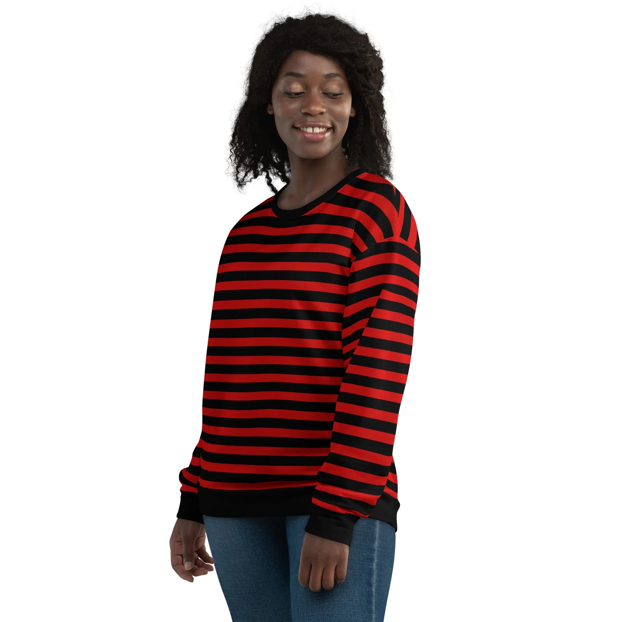 Black Red Striped Sweater / Eco Friendly / For Men And Women