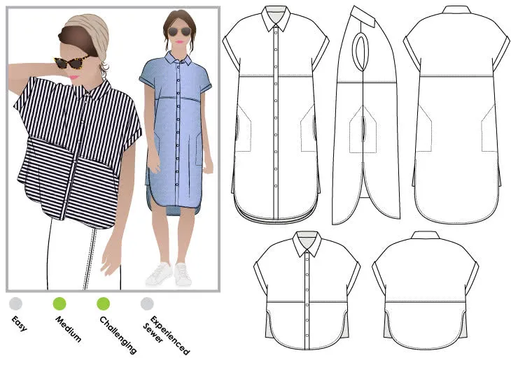 Blair Shirt & Dress Sewing Pattern by Style Arc, US Sizes 0-26