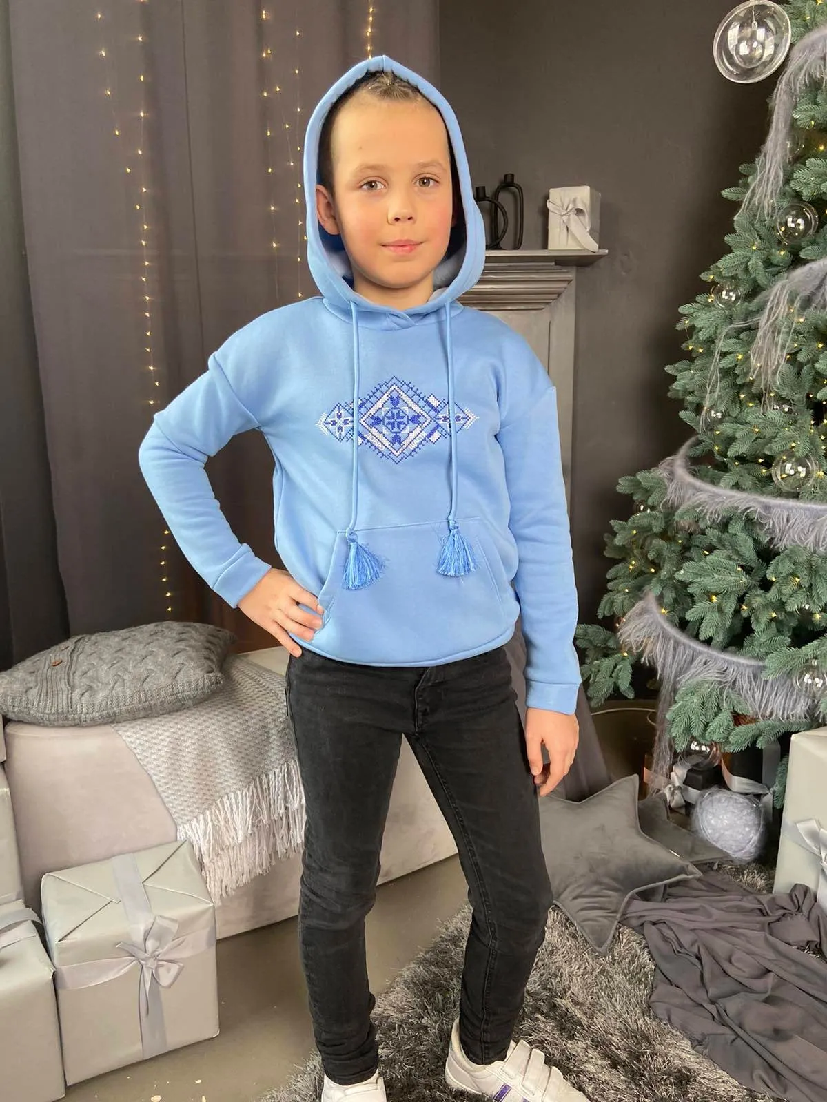 Children's Blue Hoodie Etno