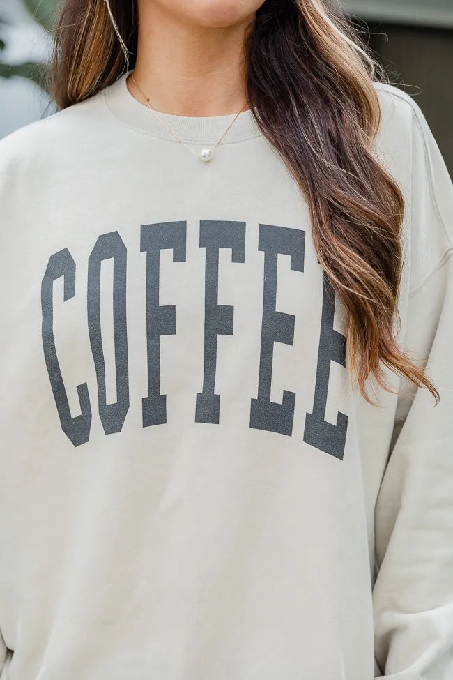 Coffee Block Light Tan Oversized Graphic Sweatshirt