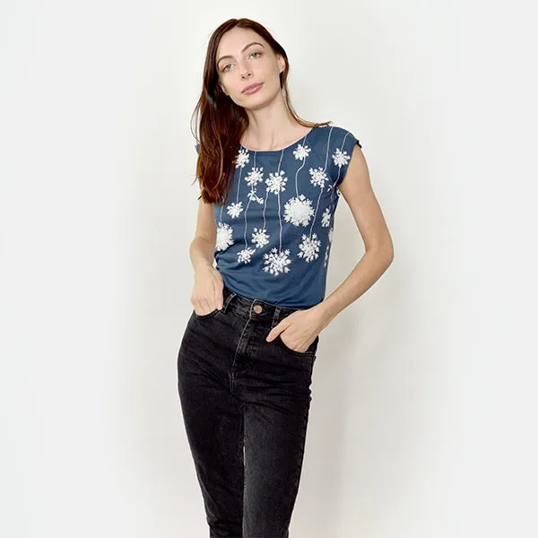 Denim Pompom T-Shirt by Umsteigen