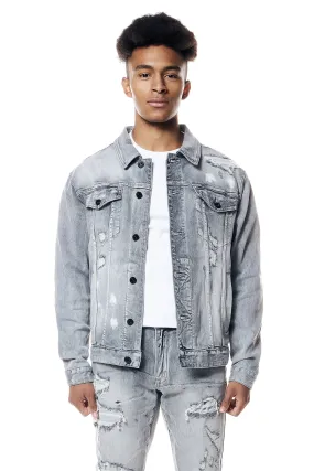 Distressed Rip & Repair Jean Jacket - Union Grey