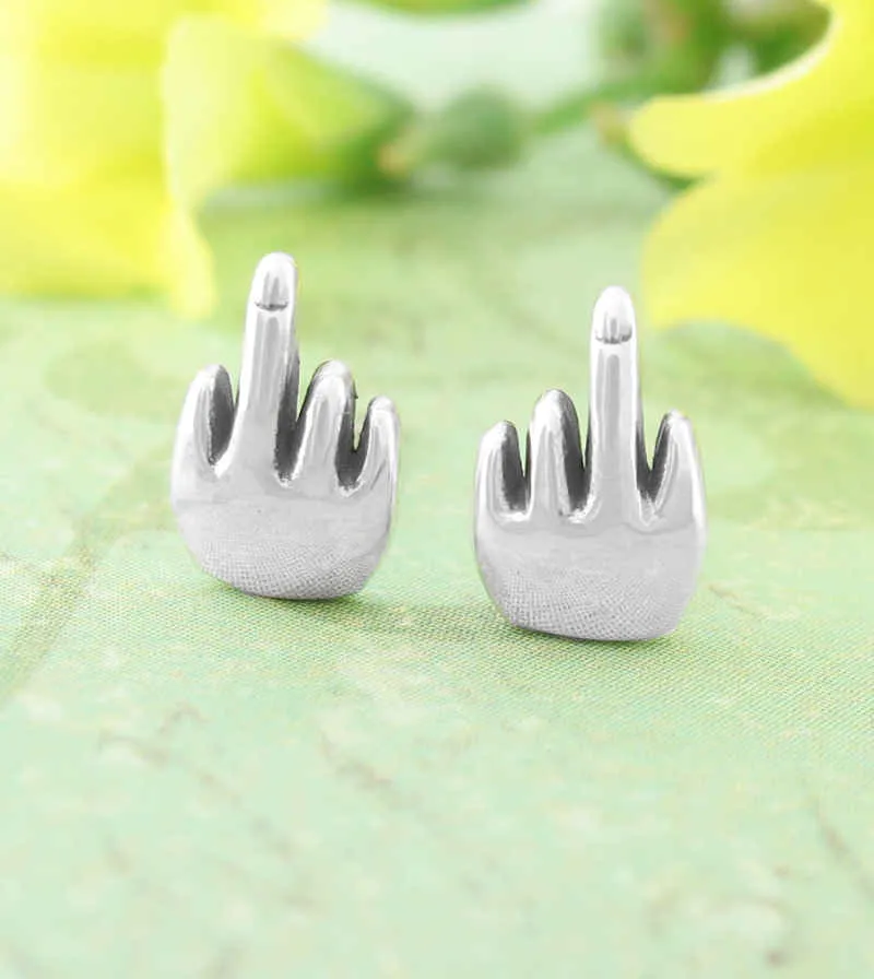 F**k You F You Middle Finger Stud Earrings