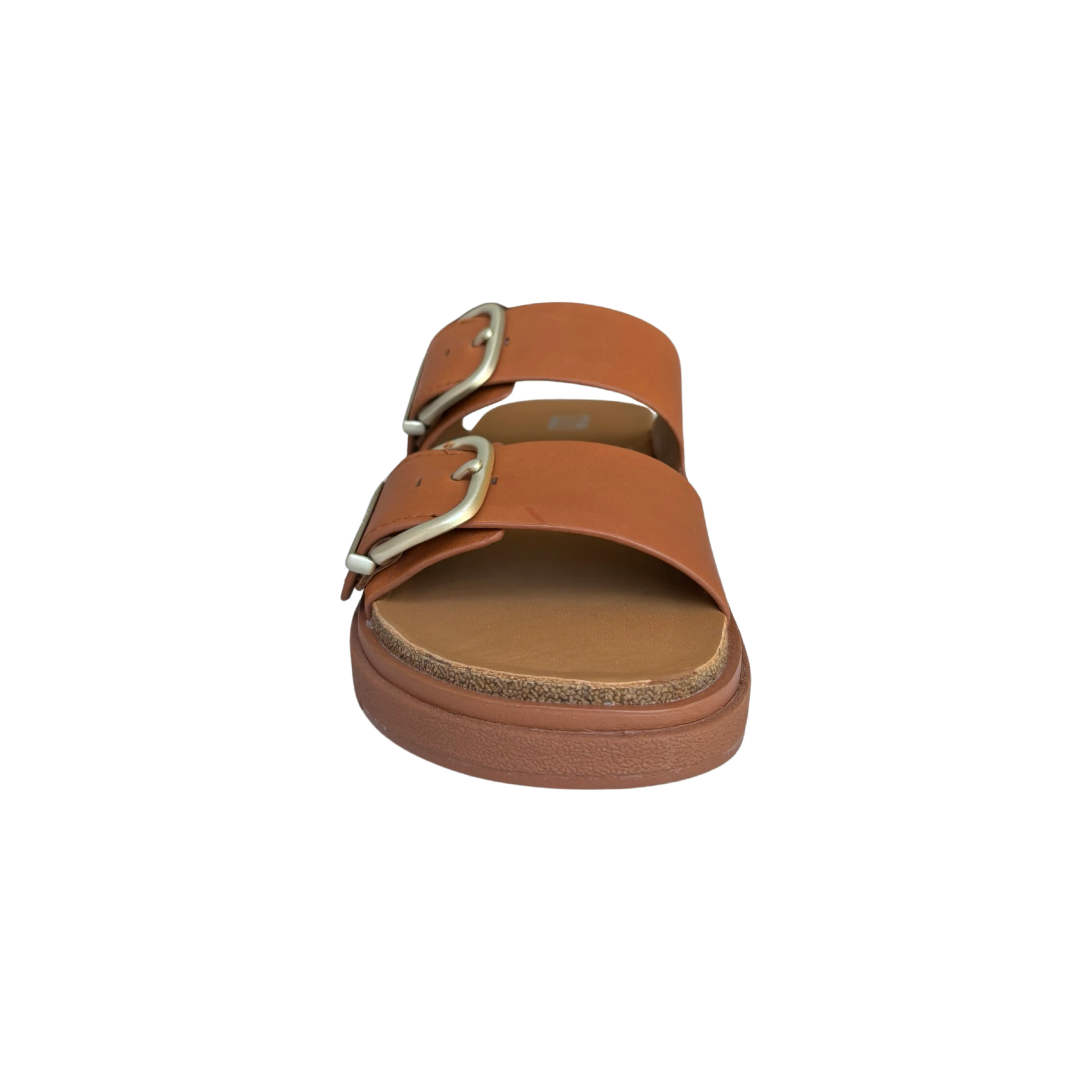 Gen Buckle Two Bar Tan Leather Slide