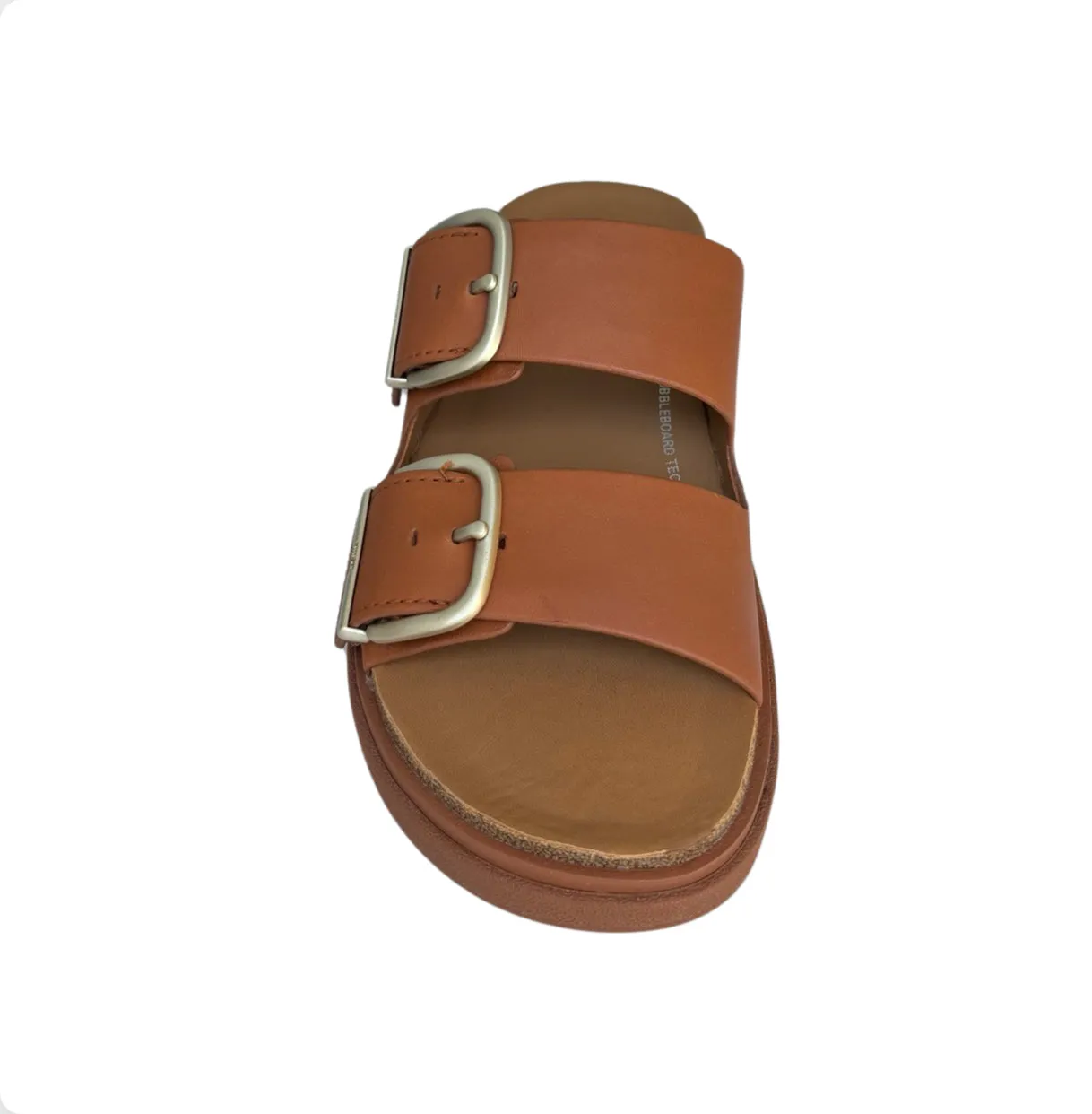 Gen Buckle Two Bar Tan Leather Slide