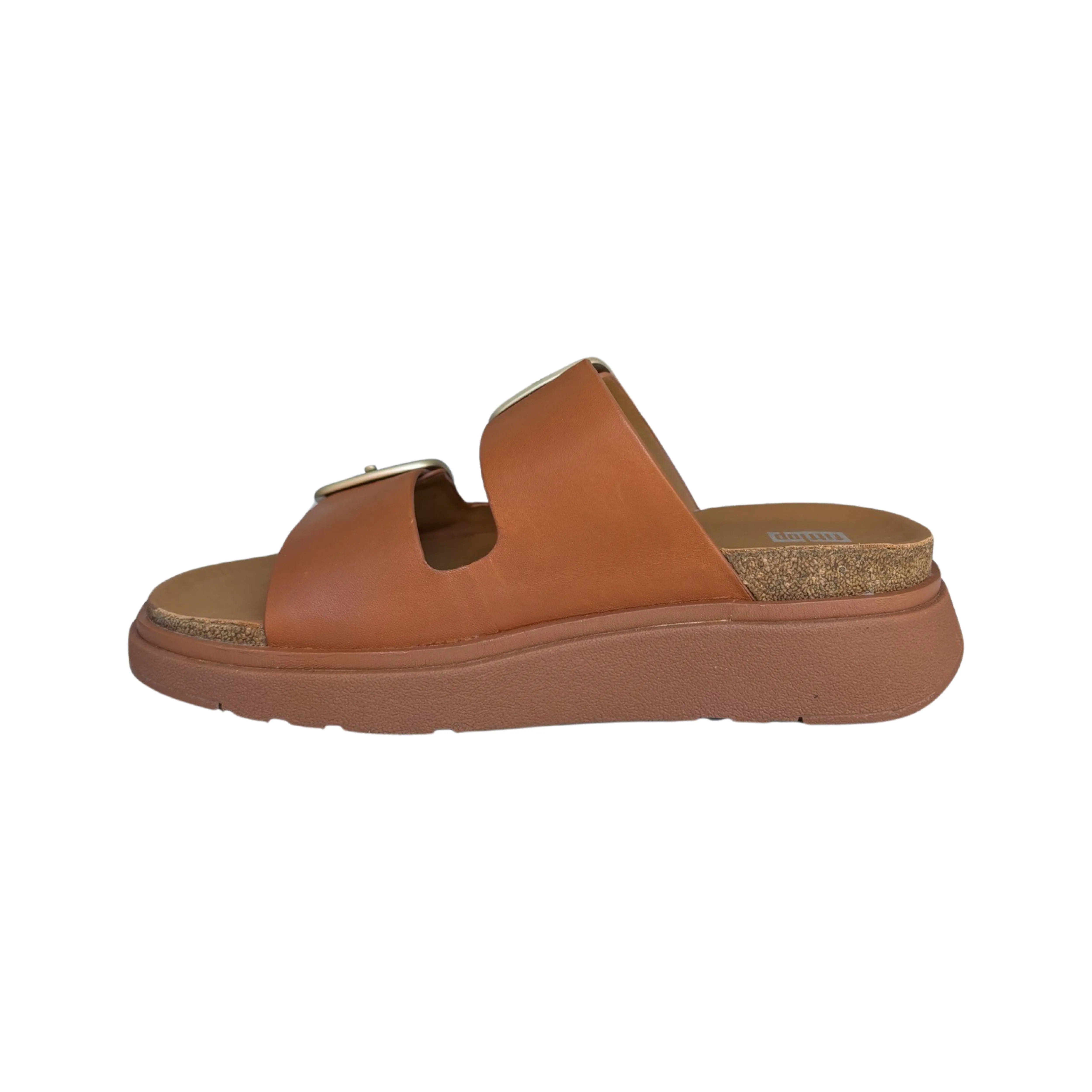 Gen Buckle Two Bar Tan Leather Slide