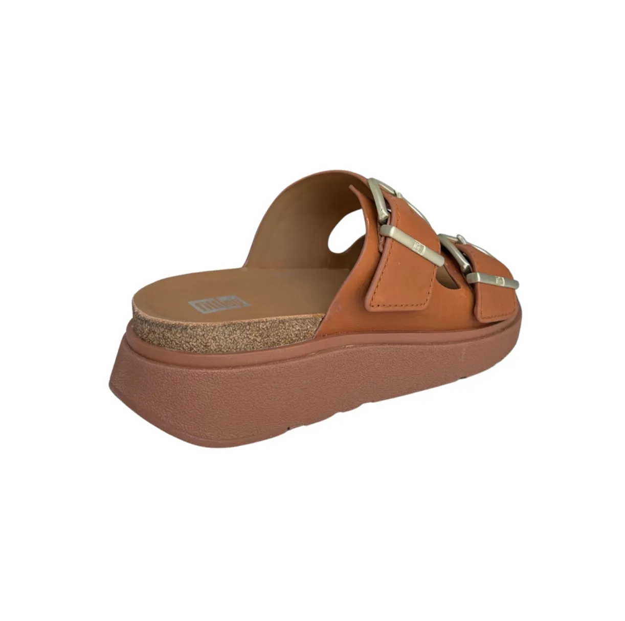 Gen Buckle Two Bar Tan Leather Slide