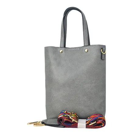 Gray Faux Leather NGIL Bucket Handbag