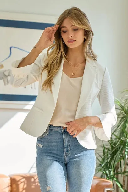 Hazel Ruffle Sleeve Blazer