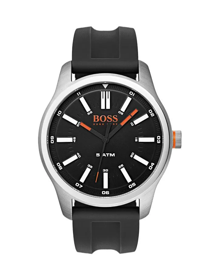 Hugo Boss Mens Dublin Sport Watch - Stainless Steel - Black Silicone Strap