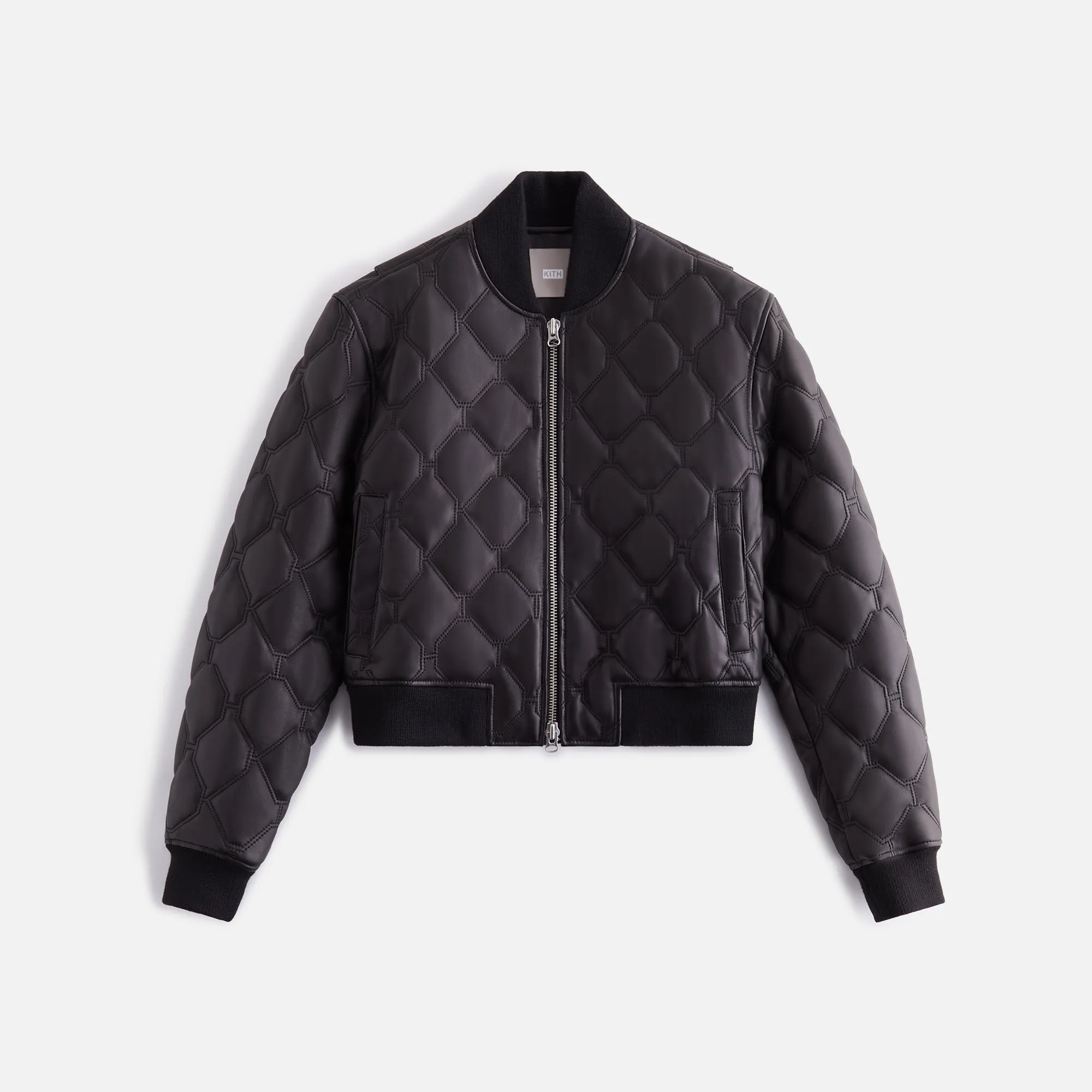 Kith Women Colton Quilted Logo Leather Bomber - Black