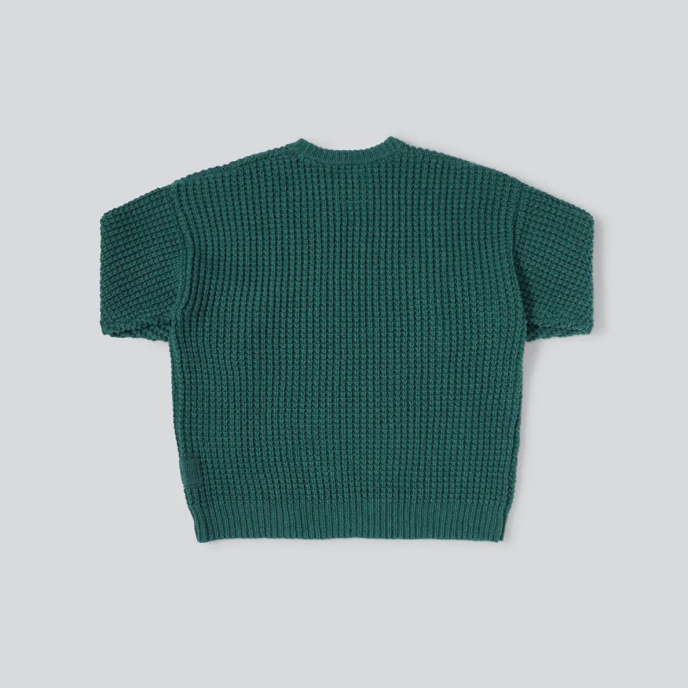 MADNESS MADNESS WAFFLE KNIT SWEATER-GREEN