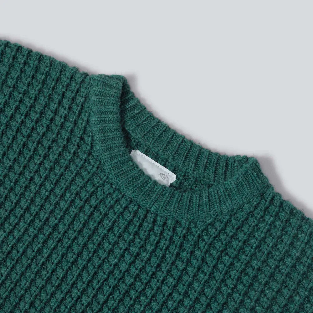 MADNESS MADNESS WAFFLE KNIT SWEATER-GREEN