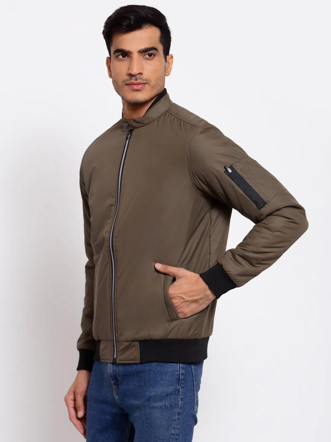 Men Olive Green Lightweight Outdoor Bomber Jacket