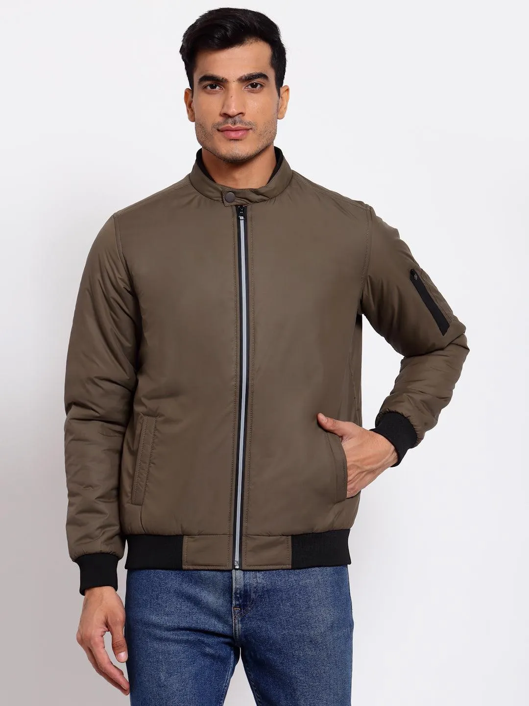 Men Olive Green Lightweight Outdoor Bomber Jacket