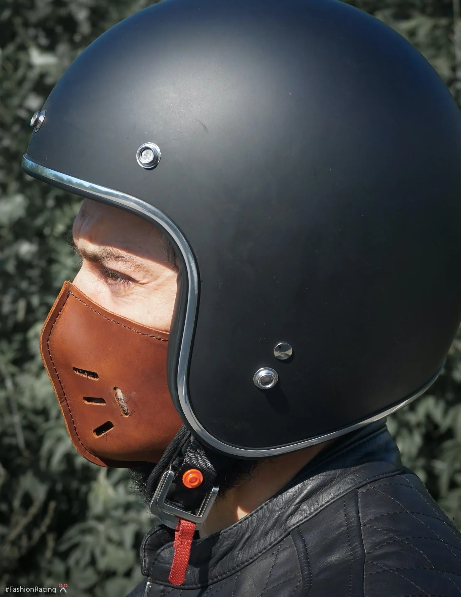 Motorcycle Leather Mask, Cafe Racer Helmet Mask