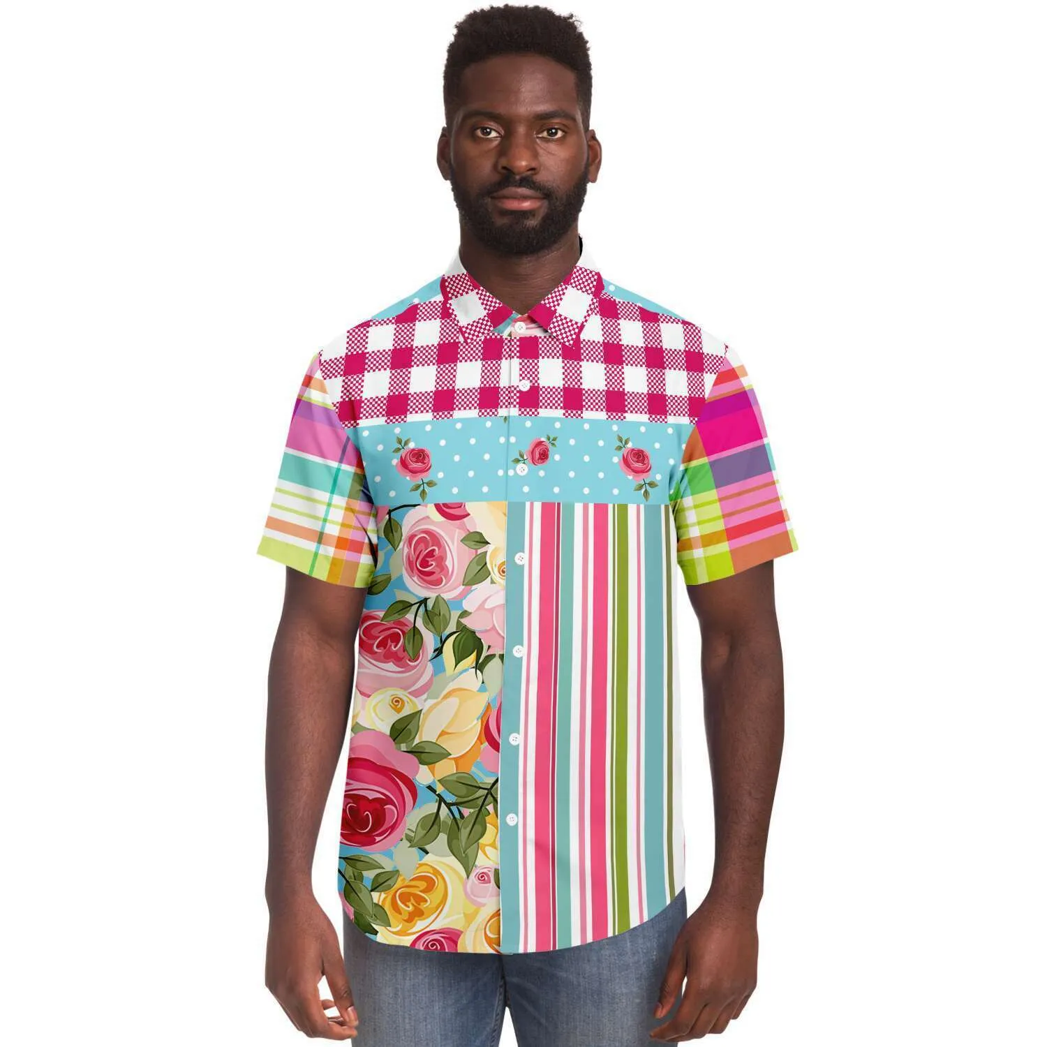 Parade of Roses Short Sleeve Button Down Shirt