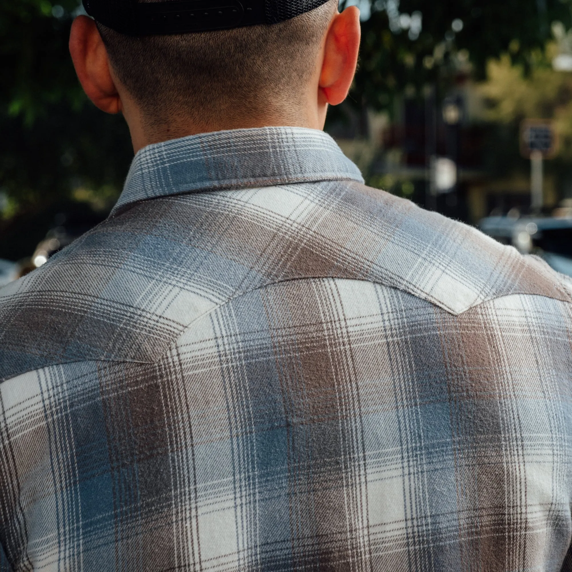 RRL Plaid Twill Western Workshirt Blue Multi