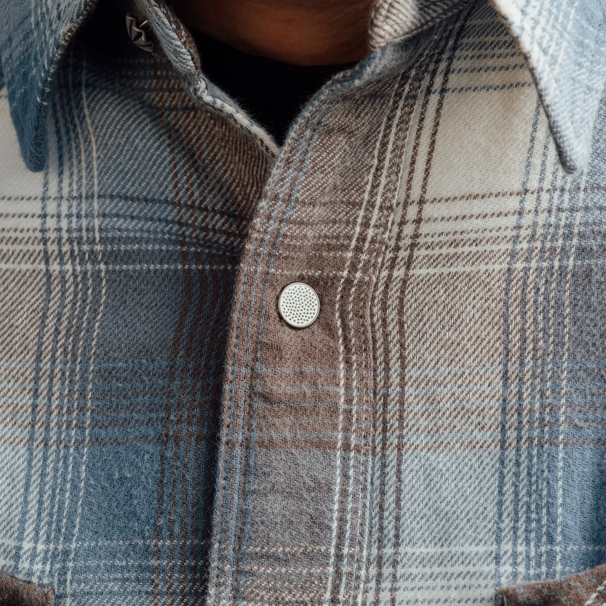 RRL Plaid Twill Western Workshirt Blue Multi