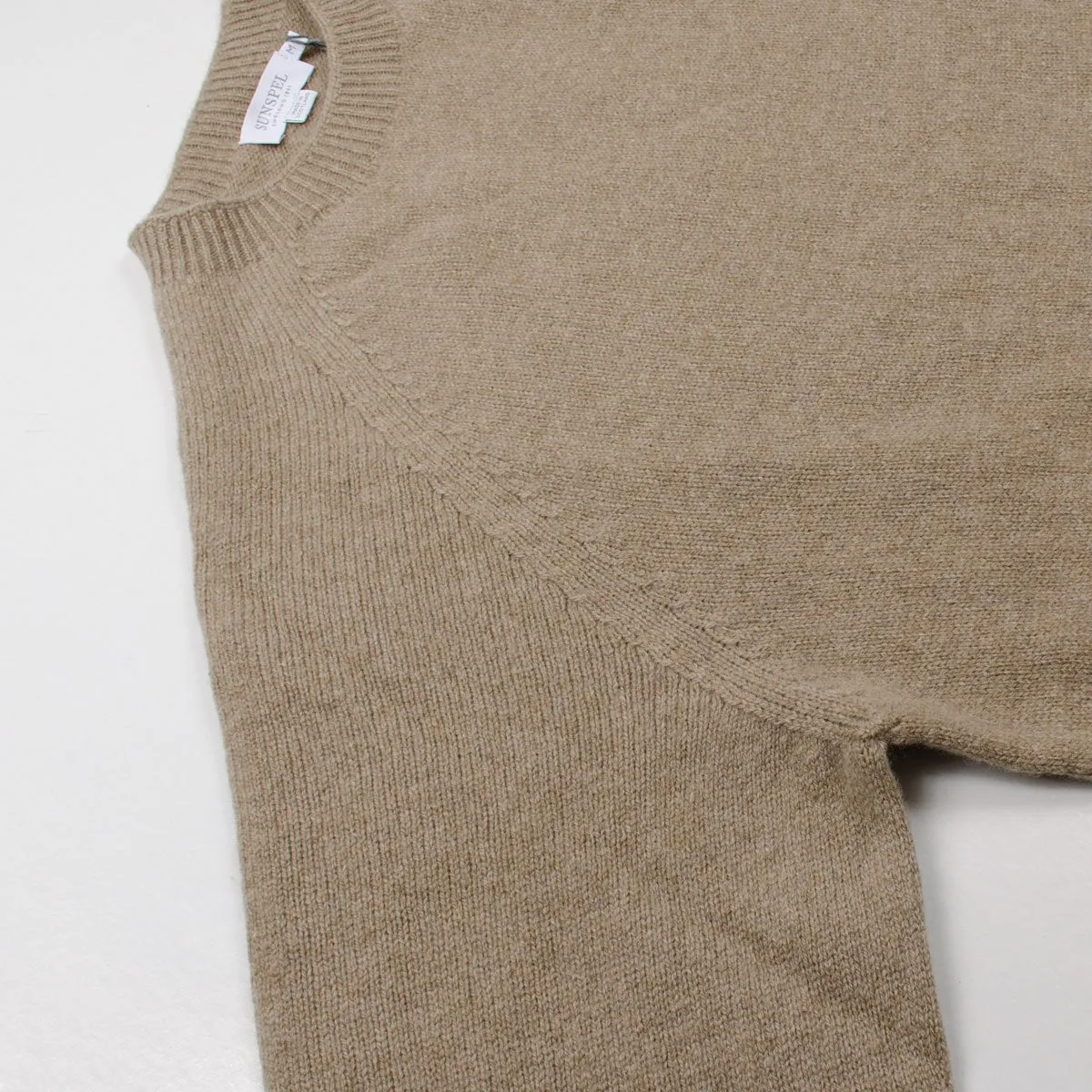 Sunspel - Lambswool Crewn Neck Sweater - Oatmeal Melange