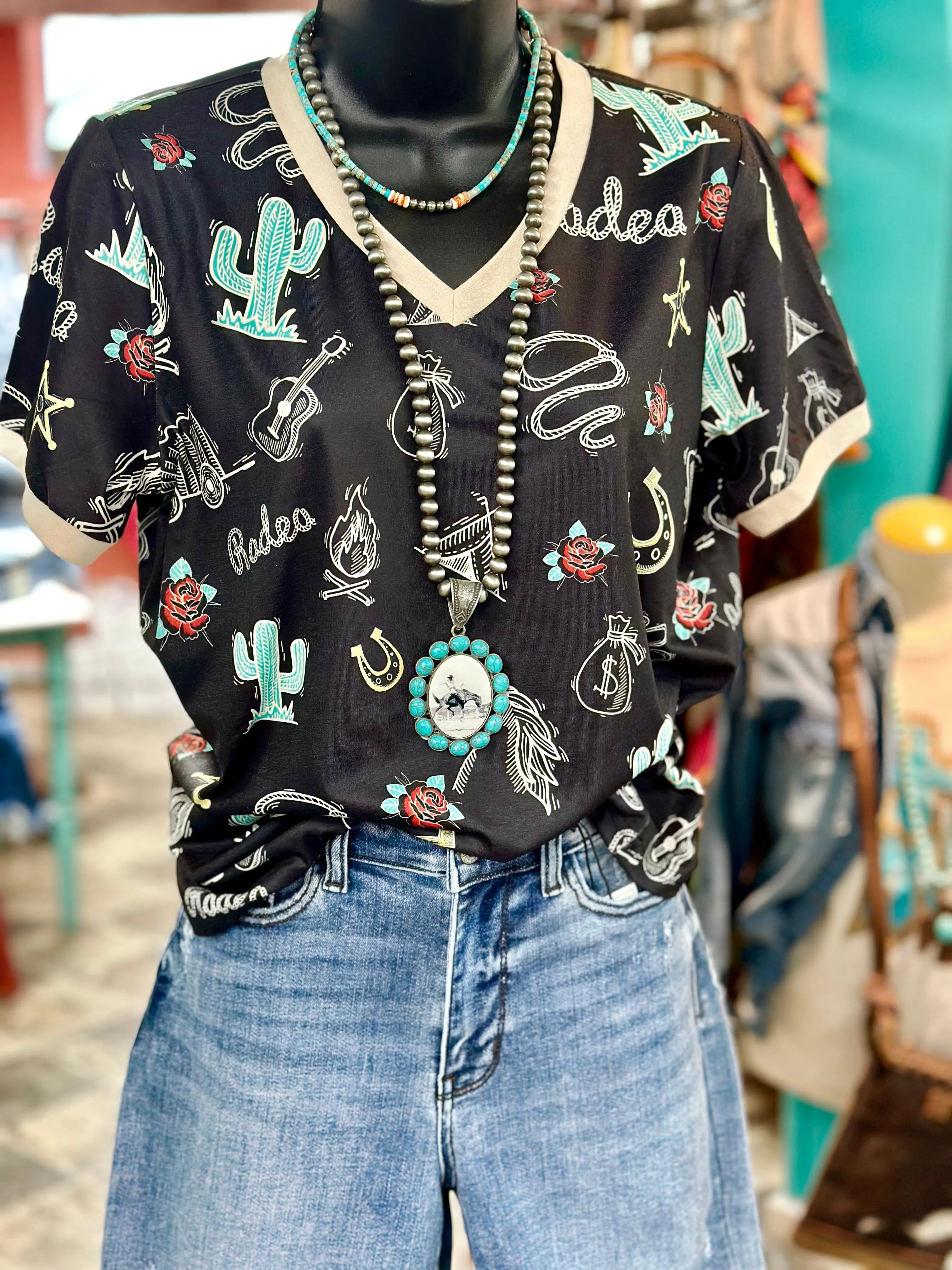 The Aztec Wickenburg Days V Neck Top