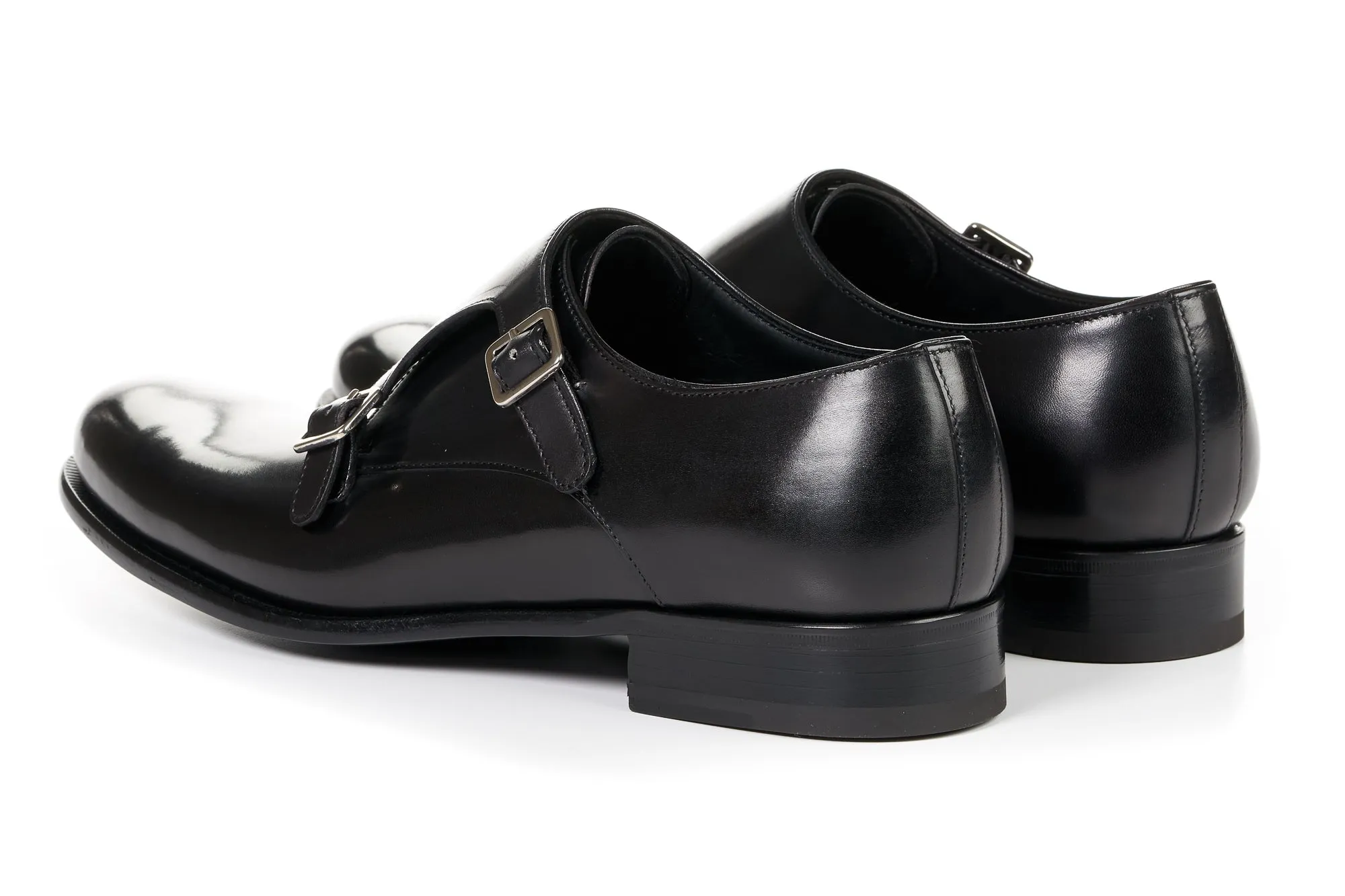 The Poitier Double Monk Strap - Nero