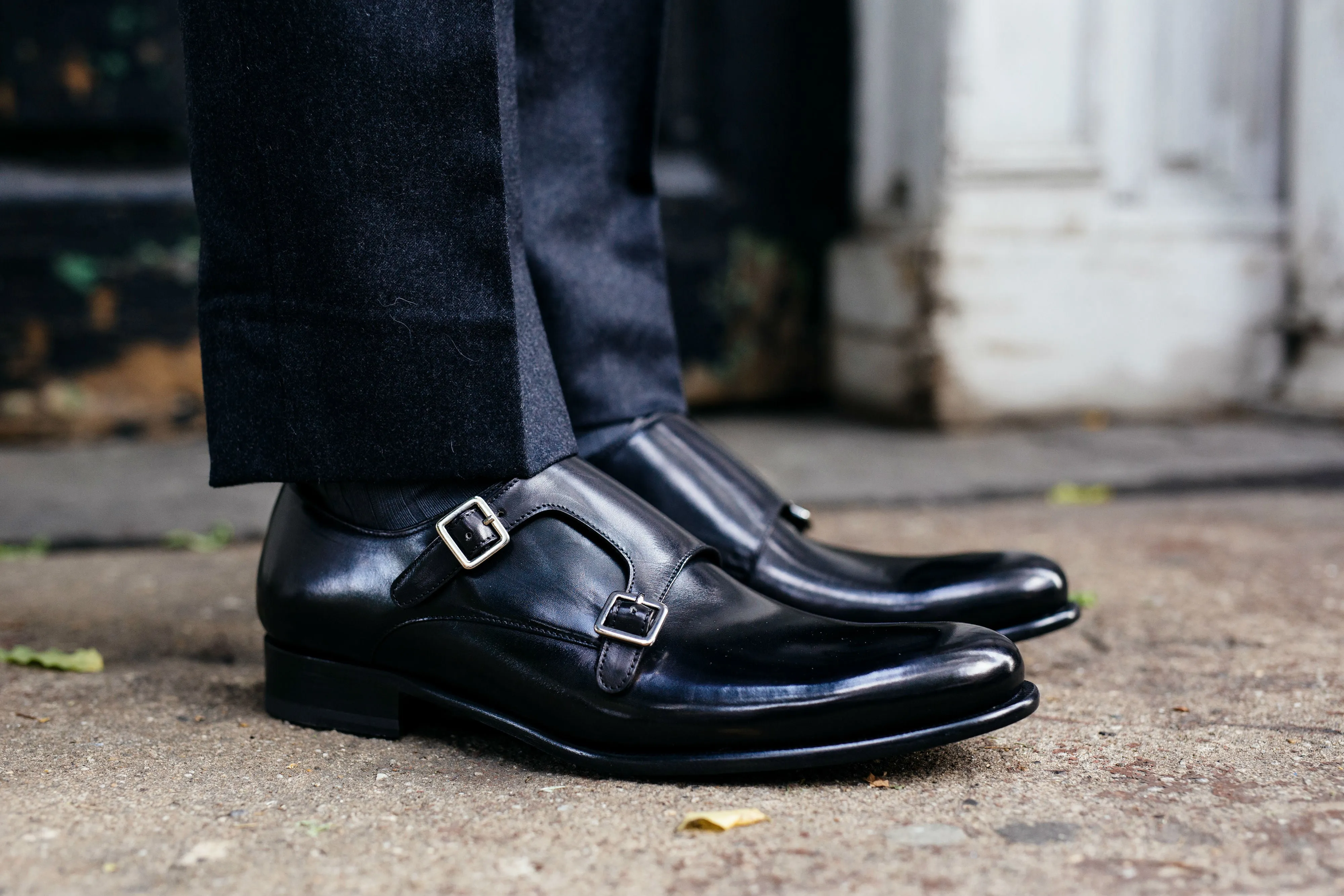 The Poitier Double Monk Strap - Nero