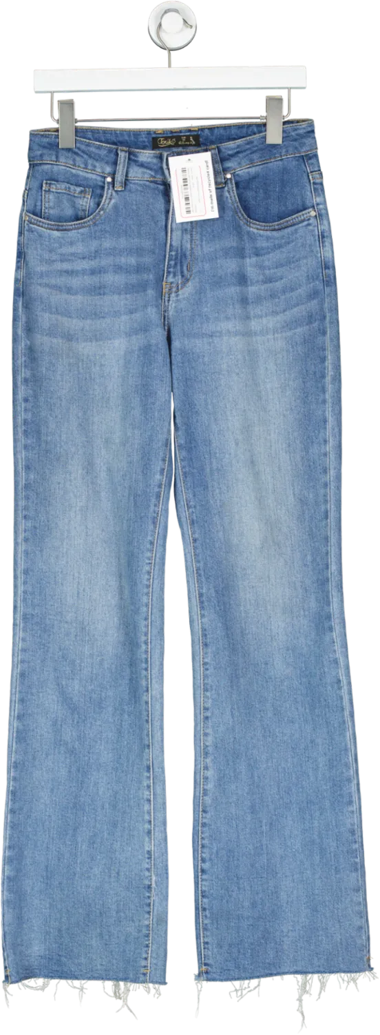 Toxik 3 Blue High Waist Without Hem Jeans UK 10